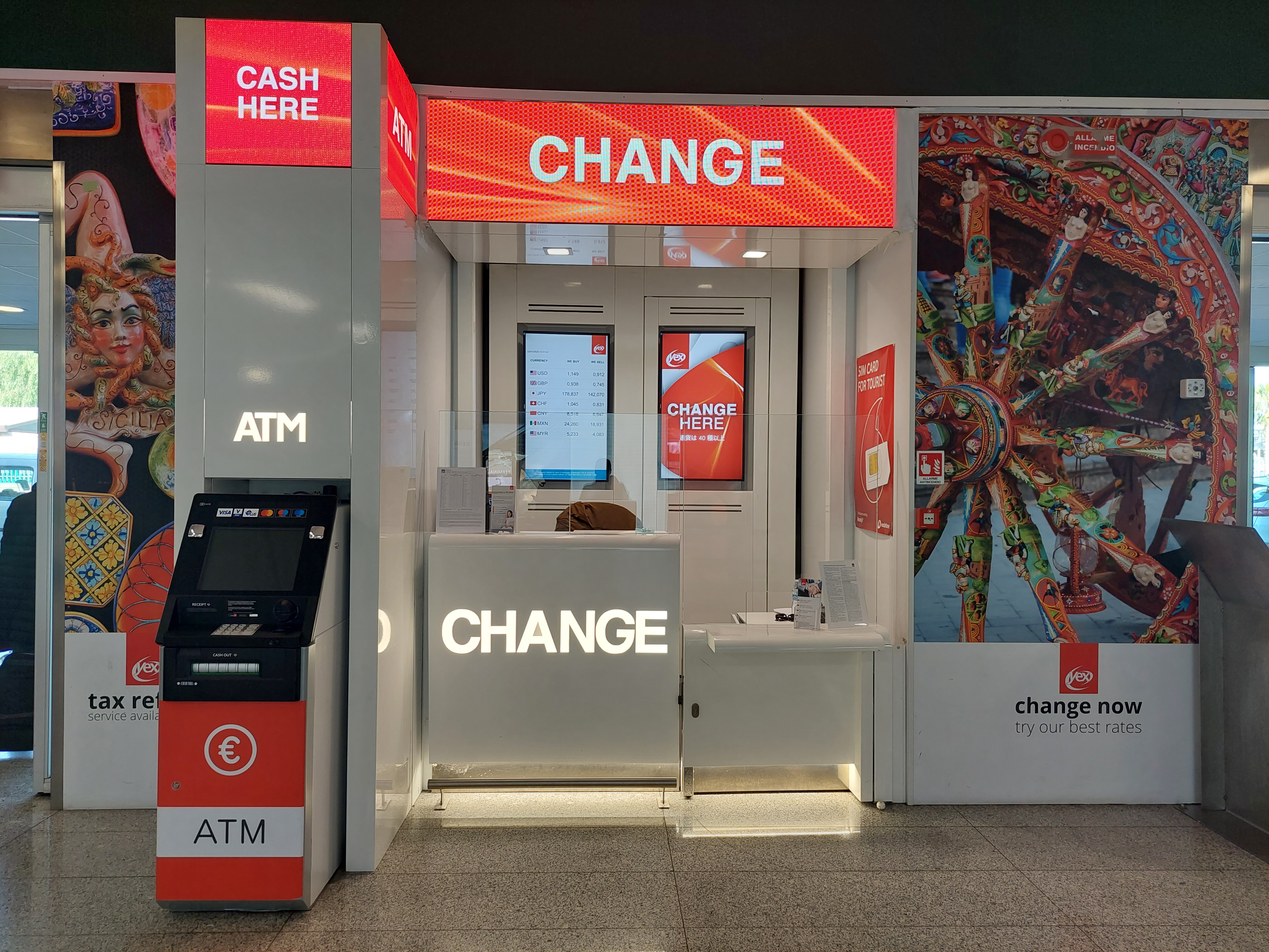 Front view of the yex CHANGE agency at Catania airport