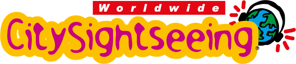 “City sightseeing” logo, bus tour service
