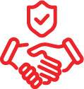 Icon of two hands holding each other as a sign of collaboration, trust and partnership