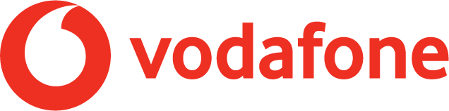 Red “vodafone” logo, telecommunications company