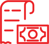 Icon with a receipt and a banknote, symbol of money back guarantee or satisfaction or money back service