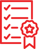 Logo showing a checklist with a ribbon badge.